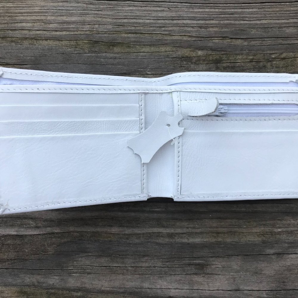 White Leather Men Wallet Handmade Card Holder Bifo